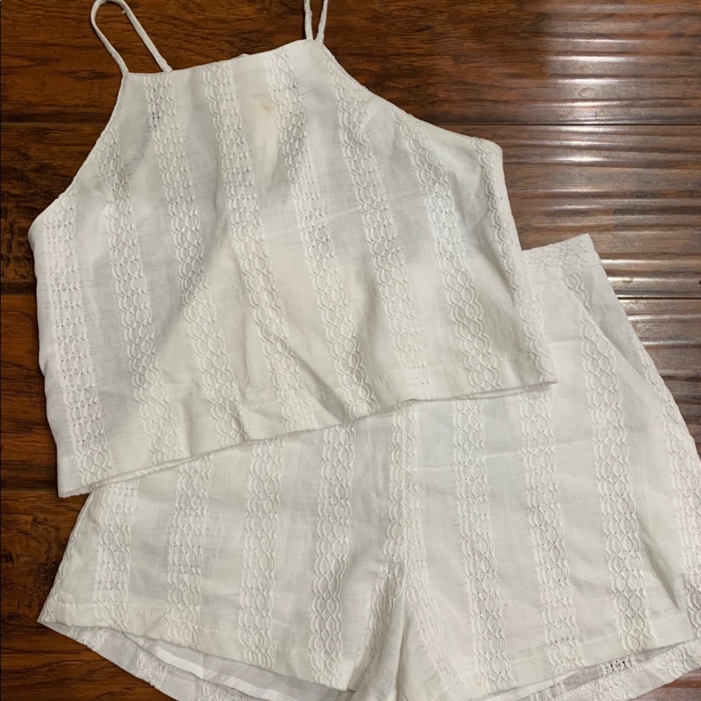 LUSH White Cropped Top & Short Set